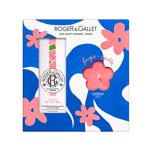 Roger & Gallet - Coffret Fleur De Figuier - Eau Parfumée Bienfaisante 100ml + Bougie Parfumée