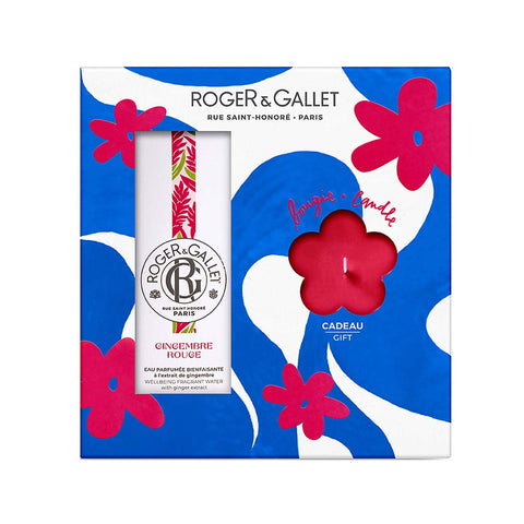 Roger & Gallet - Coffret Gingembre Rouge - Eau Parfumée Bienfaisante 100ml + Bougie Parfumée